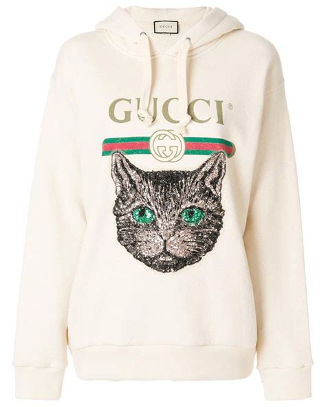 gucci cat applique hoodie|mr porter Gucci hoodie.